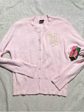 Wicked by Paul Tazewell Light Pink Button-Front Cardigan with Embroidered Detail